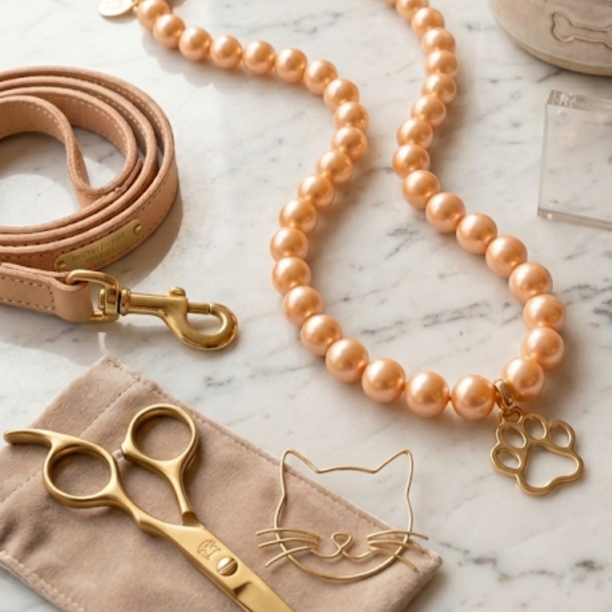 Collana Decorativa per Cani in Pasta di Conchiglia e Dettagli in Zama